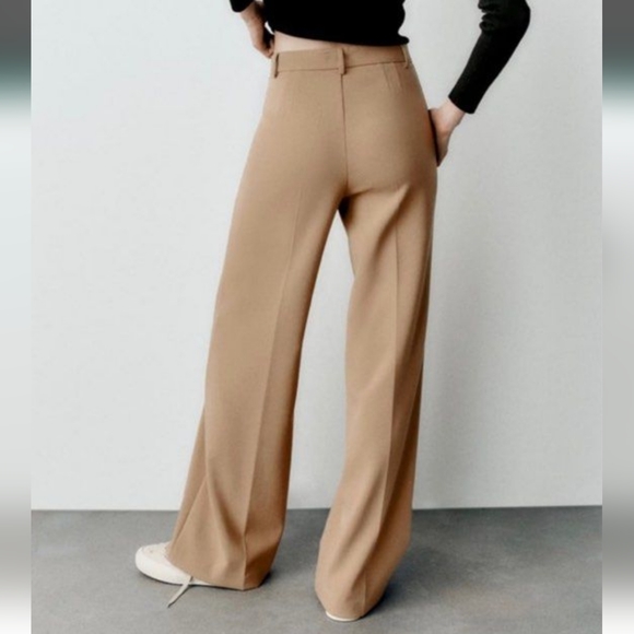 Zara Wide Leg Pants Trousers Camel - Picture 2 of 10